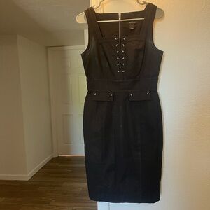 White House Black Market Black Dress with Lace-Up Detail
